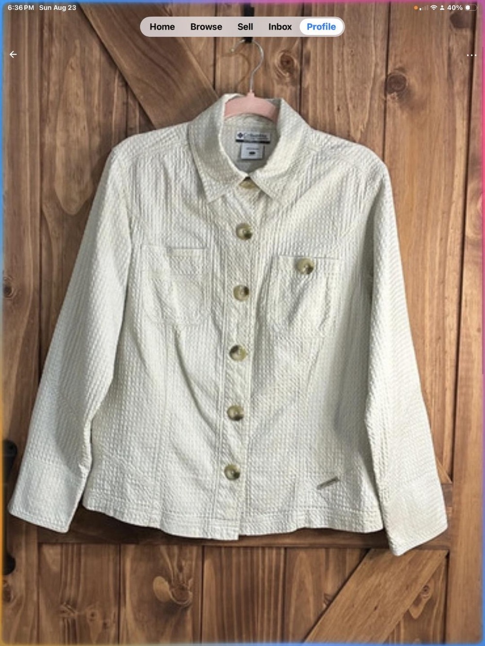 Columbia Cream Textured Button-Front Jacket